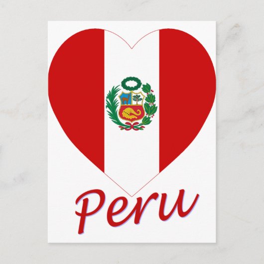 Peru Flag Heart Briefkaart (Voorkant)