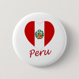 Peru Flag Heart Ronde Button 5,7 Cm