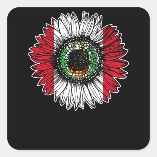 Peru Flag Sunflower Vierkante Sticker (Voorkant)