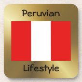 Peru Flag+Text Onderzetter (Voorkant)