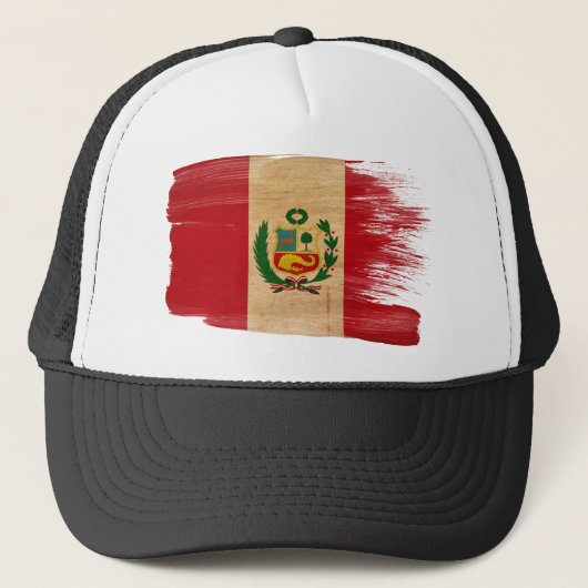 Peru Flag Trucker Hat Pet (Voorkant)