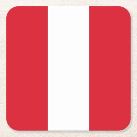 Peru Flag Vierkante Kartonnen Onderzetter (Voorkant)