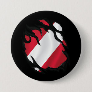 Peru geripte vlag ronde button 7,6 cm