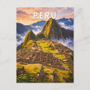Peru Illustratie Reis Kunst Vintage Briefkaart