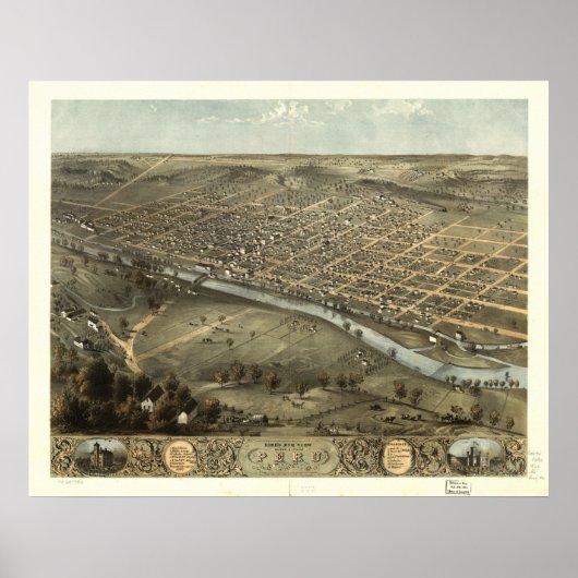 Peru Indiana 1868 Antiek Panorama Poster (Voorkant)