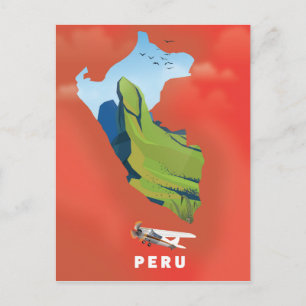 Peru kaart geïllustreerde reisposter