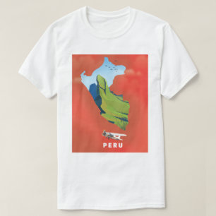 Peru-kaart geïllustreerde reisposter t-shirt