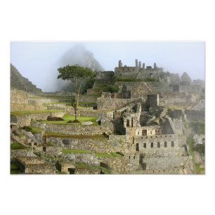 Peru, Machu Picchu. De oude citadel van Foto Afdruk