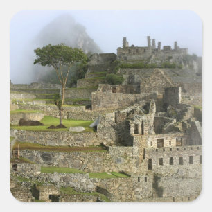 Peru, Machu Picchu. De oude citadel van Vierkante Sticker