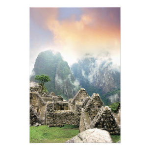 Peru, Machu Picchu, de oude verloren stad van 3 Foto Afdruk