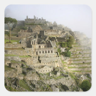 Peru, Machu Picchu. Het oude citadel van Machu Vierkante Sticker