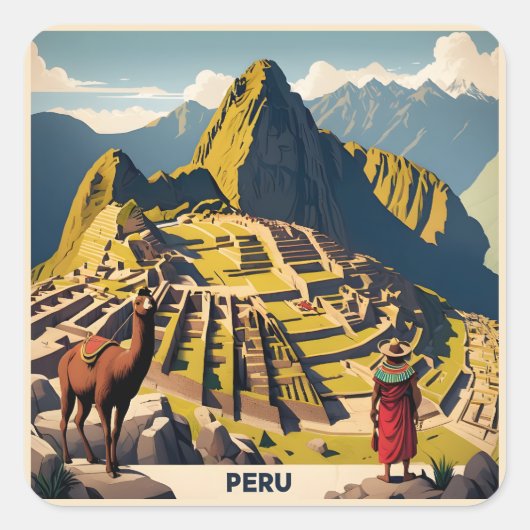 Peru Machu Picchu Vierkante Sticker (Voorkant)
