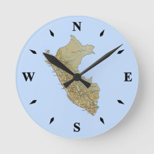 Peru Map Clock Ronde Klok