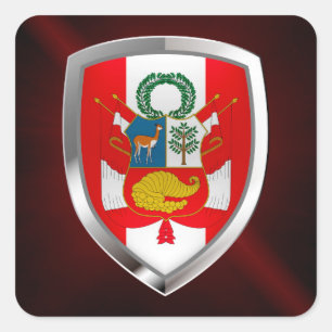 Peru Metallic Emblem Vierkante Sticker