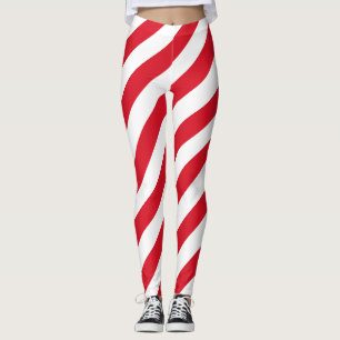 Peru National Flag Colors Diagonal Striped Leggings