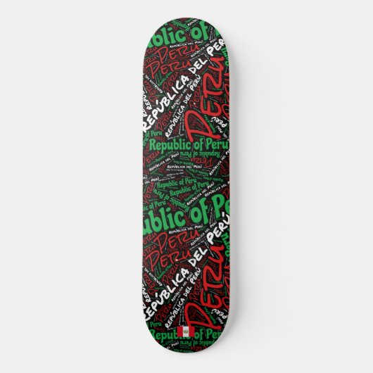 Peru National Pride Wordcloud Skateboard (Voorkant)