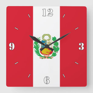 Peru Nationale Vlag Patriottisch Vierkante Klok