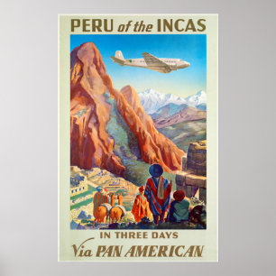 Peru of the Incas Vintage Travel Poster Art