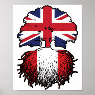 Peru Peruvian British Tree Roots Flag Poster