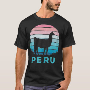 Peru Retro Llama Machu Picchu Alpaca Zuid T-shirt