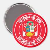 Peru Round Emblem Magneet (Voorkant / Achterkant)