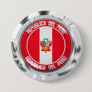 Peru Round Emblem Ronde Button 7,6 Cm