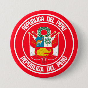 Peru Round Emblem Ronde Button 7,6 Cm