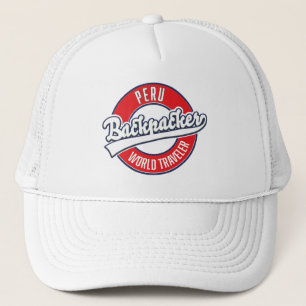 Peru rugzakwereldreiziger logo. trucker pet