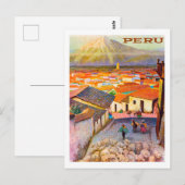 Peru, stadsdaken onder de berg, briefkaart (Voorkant / Achterkant)