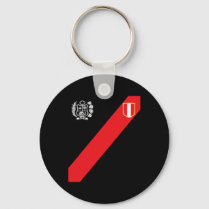 Peru T-shirt Peruviaanse Vlag Escudo Retro Voetbal Sleutelhanger