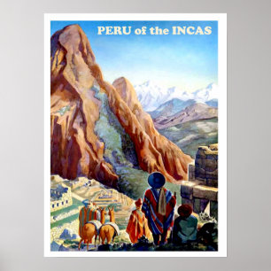 Peru van de Inca's, bergen, vintage reis Poster