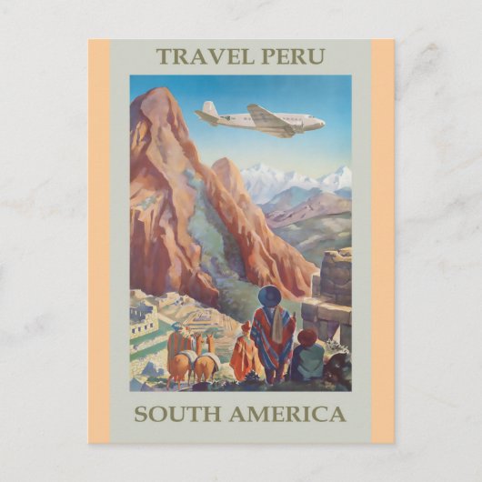 Peru Vintage Travel Poster Briefkaart (Voorkant)