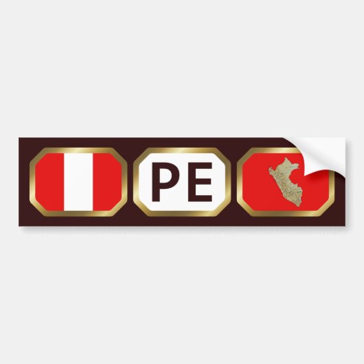 Peru Vlag Landkaart Code Bumpersticker (Voorkant)