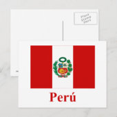 Peru vlag met naam in het Spaans Briefkaart (Voorkant / Achterkant)