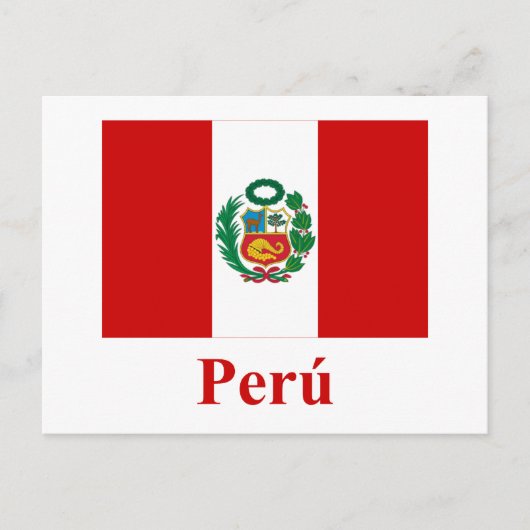 Peru vlag met naam in het Spaans Briefkaart (Voorkant)