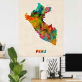 Peru Waterverf Map Poster (Thuiskantoor)