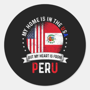 Peruaans Amerikaanse Patriottische Hart Is Van Per Ronde Sticker