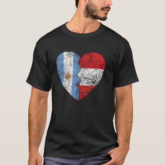 Peruaanse Argentijnse Vlag Hart Argentinië Peru Vl T-shirt (Voorkant)