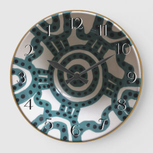 Peruaanse Bowl Turquoise Backwards Clock Grote Klok