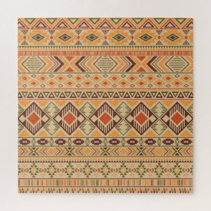 Peruaanse Indiër: Tribal Geometric Naadloos Legpuzzel