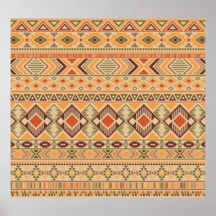 Peruaanse Indiër: Tribal Geometric Naadloos Poster