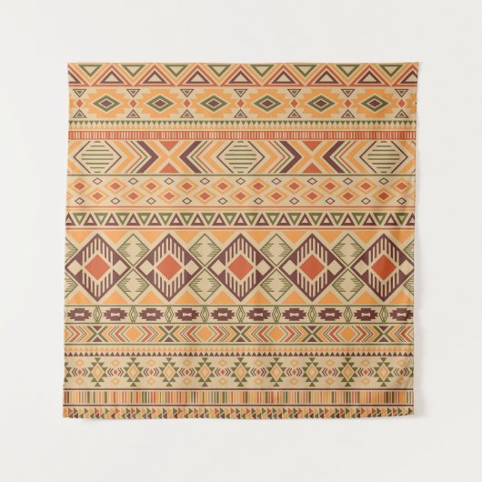 Peruaanse Indiër: Tribal Geometric Naadloos Wandkleed (Voorkant)