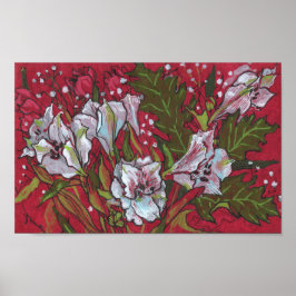 Peruaanse Lilies Spring Flowers Floral Art Sketch Poster