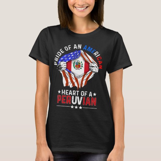 Peruvian American Foreign Country Peru Flag T-shirt (Voorkant)