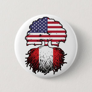 Peruvian American USA Tree Roots Flag Ronde Button 5,7 Cm