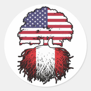 Peruvian American USA Tree Roots Flag Ronde Sticker