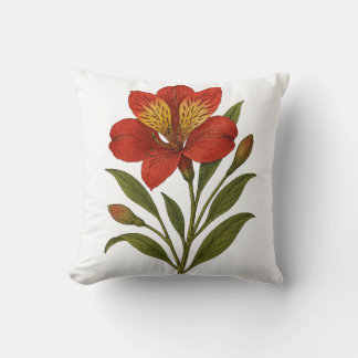 Peruvian Lily Throw Pillow | Vintage Botanical Kussen