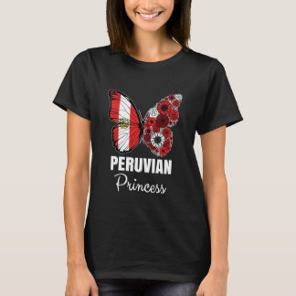 Peruvian Princess Butterfly Roots Perú Pride Peru T-shirt