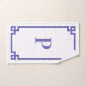 Pervenche Bordure Décorative à Clé Grecque Monogra (Serviette à main)