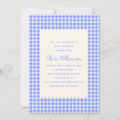  Perwinkle Gingham Plaid Schattige Baby shower Kaart (Voorkant)